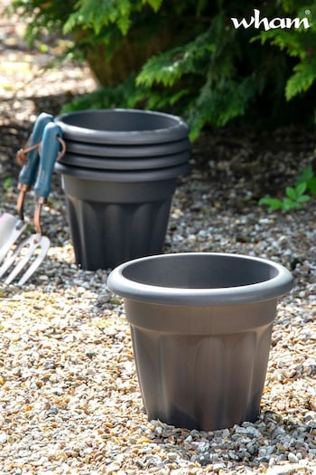 Wham Set of 5 Black Garden Vista 25cm Plastic Round Planters (131087) | £16