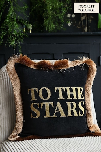 Rockett St George To The Stars Velvet Fringe Feather Filled Cushion (131110) | £45