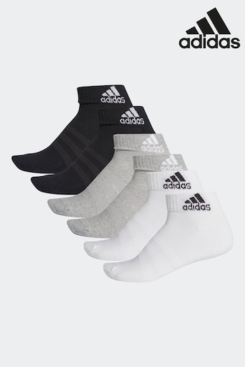 adidas pyramid Grey Adult Cushioned Ankle Socks 6 Pairs (131252) | £18