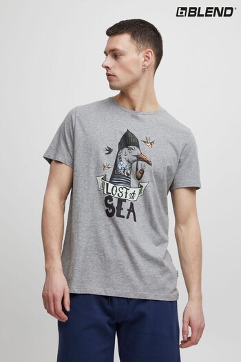 Blend Grey Lost at Sea Printed T-Shirt (131503) | £18