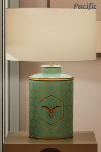 Pacific Blue Honeycomb Bee Hand Painted Metal Table Lamp (131856) | £185