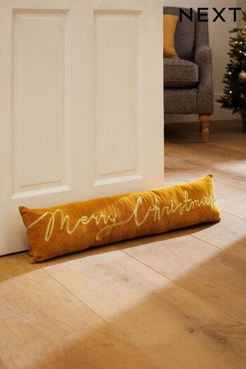 Ochre Yellow Merry Christmas Draught Excluder (131886) | £18