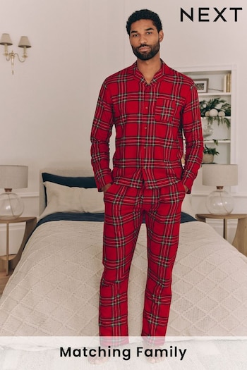 Red Check Matching Family Mens Christmas Flannel Pyjamas (131889) | £38