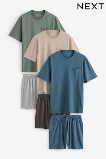 Blue/Green/Stone Jersey Pyjamas Shorts Set 3 Pack (131977) | £55