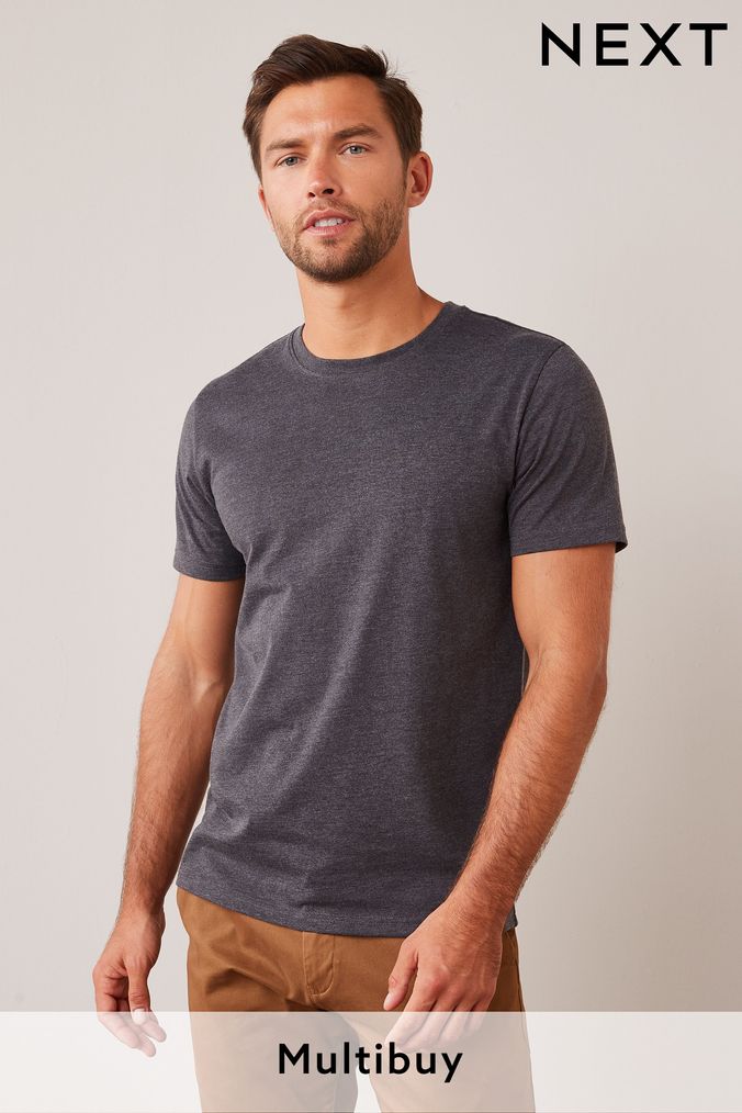 Charcoal Grey Marl Essential Crew Neck T-Shirt (132180) | £8.50
