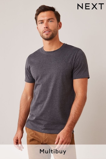 Grey Charcoal Marl Regular Fit Essential Crew Neck T-Shirt (132180) | £8
