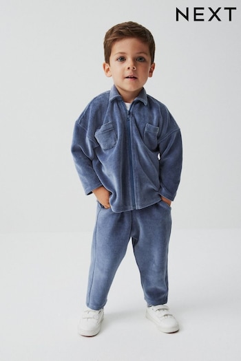 Blue Zip Through Jacket, T-Shirt And Trousers 3 Piece Set (3mths-7yrs) (132574) | £24 - £28