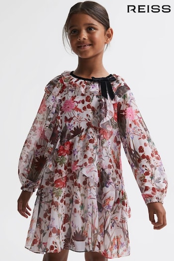 Reiss Multi Yara Senior Floral Frill Bow Dress (132679) | £71
