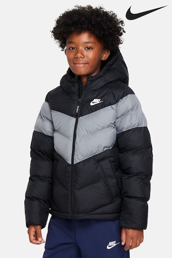 Nike enge Black/Grey Synthetic Fill Hooded Jacket (132891) | £100