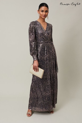 Phase Eight Silver Amily Sequin Maxi Dress (132920) | £219
