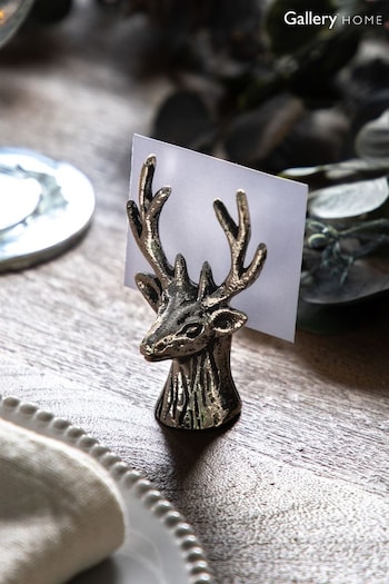 Gallery Home Set of 4 Silver Stag Name Card Holder (133065) | £28