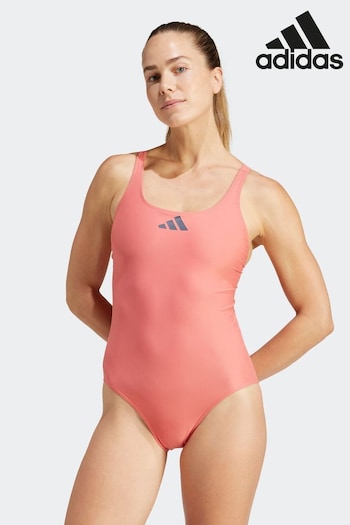 adidas damen Pink 3 Bar Logo Swimsuit (133243) | £30