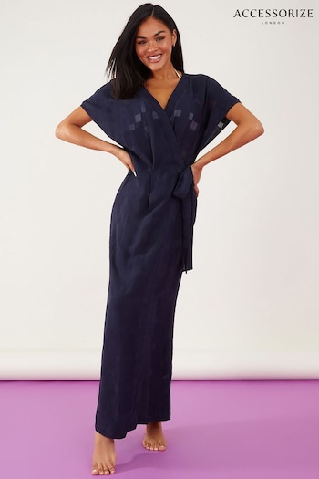 Accessorize Blue Geometric Jacquard Wrap Dress Comfort (133405) | £65