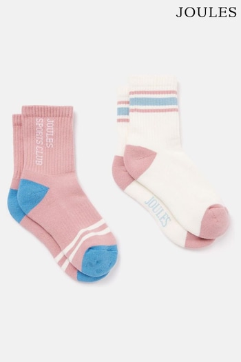 Joules Girls' Volley Pink Tennis Ankle Socks (2 Pack) (133523) | £7.95