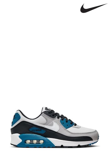 Nike White/Blue Air Max 90 Trainers (133646) | £145