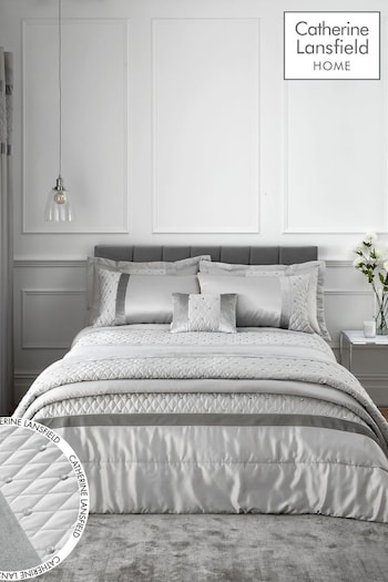 Catherine Lansfield Silver Sequin Cluster Duvet Cover and Pillowcase Set (133659) | £50 - £70