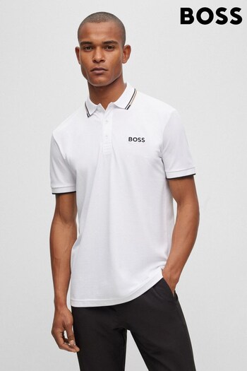 BOSS White/Grey Detailing BOSS Paddy Pro Contrast Detailing Tipped Polo Shirt (133725) | £99