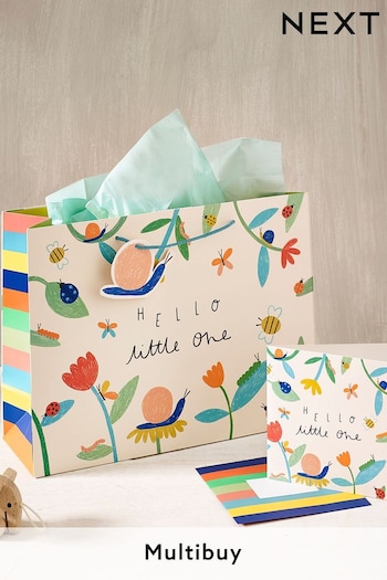 Bright Floral Baby Gift Bag and Card Set (133891) | £4