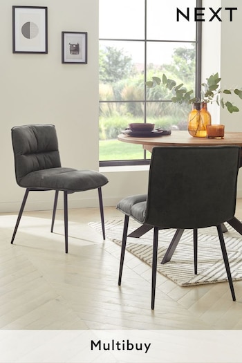 Set of 2 Dark Grey Monza Faux Leather Archie Dining Chairs (133931) | £260