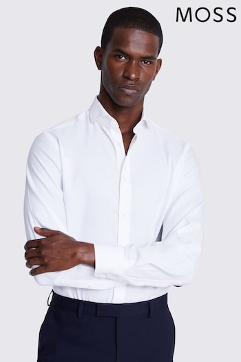 MOSS Tailored Fit Royal Oxford Non Iron White Shirt (134053) | £50