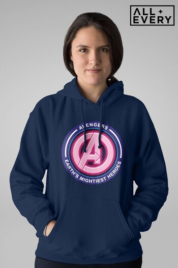 All + Every Blue Marvel Avengers A Logo Earths Mightiest Heroes Womens Hooded Sweatshirt (134134) | £36
