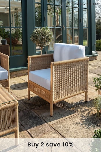 Laura Ashley Natural Garden Vilamoura Lounging Chair in Oakley Canvas Cushions (134179) | £700