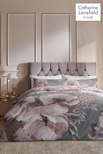 Catherine Lansfield Pink Dramatic Floral Duvet Cover And Pillowcase Set (134209) | £20 - £32