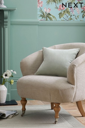 Sage Green Small Square Soft Velour Cushion (134237) | £8