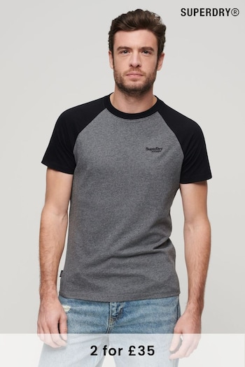 Superdry Grey Essential Logo Baseball T-Shirt (134374) | £23