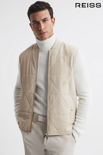 Reiss Stone Ritchie Hybrid Knitted-Quilted Sleeveless Jacket (134811) | £178