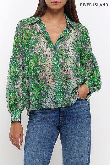 River Island Green Chiffon Shirt (134871) | £36