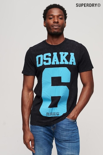 Superdry Black Osaka 6 Cracked Print 90s T-Shirt (134913) | £30