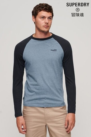 Superdry Blue Essential baseball Long Sleeve Top (135404) | £27