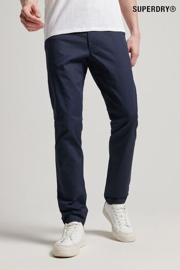 Superdry Blue Slim Tapered Stretch Chinos Trousers Blu (136328) | £50