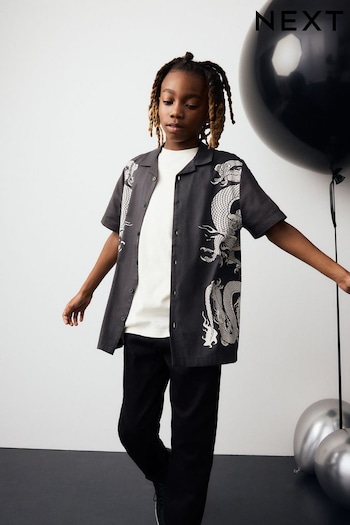 Black Dragon Short Sleeve Printed Shirt (3-16yrs) (136484) | £15 - £20