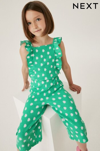 Green Frill Sleeve Crinkle Jersey Jumpsuit (3-16yrs) (136727) | £16 - £21