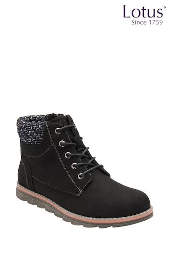 Lotus Black Lace-Up Ankle Boots (136789) | £65