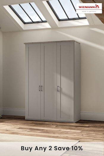 Wiemann Pebble Grey Truro 1.5M Wood 3 Door Hinged Semi-fitted Wardrobe (137237) | £1,075