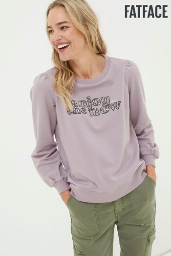 Fat Face Purple Tess Enjoy The Now Graphic Sweatshirt (137385) | £39.50