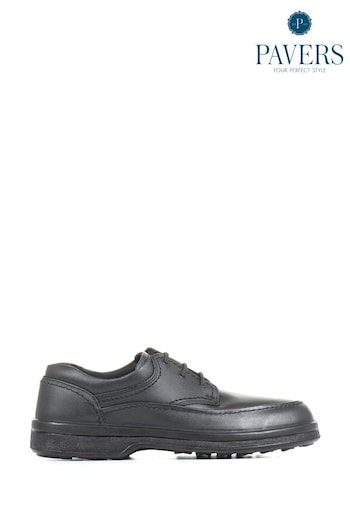 Pavers Wide Fit Black Leather Shoes (137465) | £38