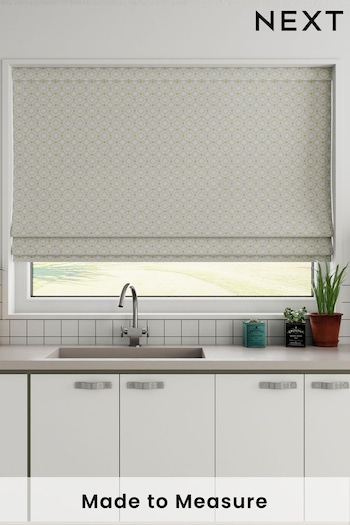 Grey Natural Country Geo Jacquard Made To Measure Roman Blind (137623) | £42