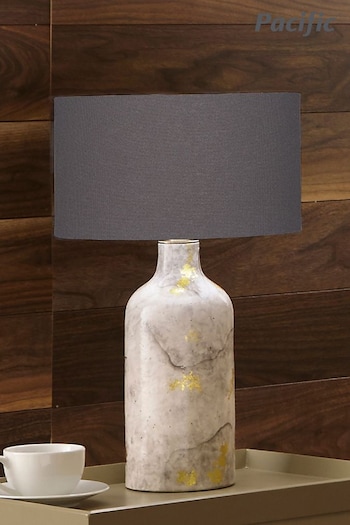 Pacific Gold Keros Marble Effect Leaf Glaze Stoneware Table Lamp (137655) | £110