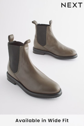 Khaki Green Regular/Wide Fit Forever Comfort® Leather Chelsea Boots (137799) | £59