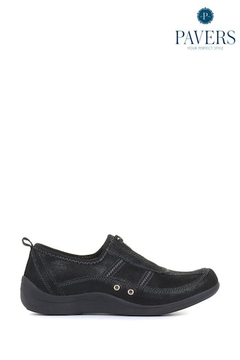 Pavers Black Womens Casual Leather Shoes (137861) | £33