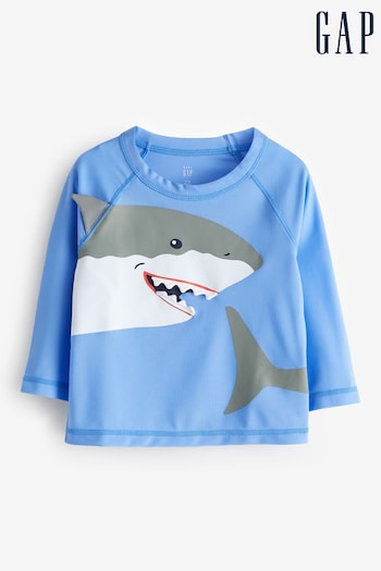 Gap Blue Shark Long Sleeve Baby Rash Vest (6mths-5yrs) (138012) | £20
