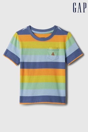 Gap Blue Stripe Brannan Bear Stripe Short Sleeve Crew Neck T-Shirt (Newborn-5yrs) (138033) | £8
