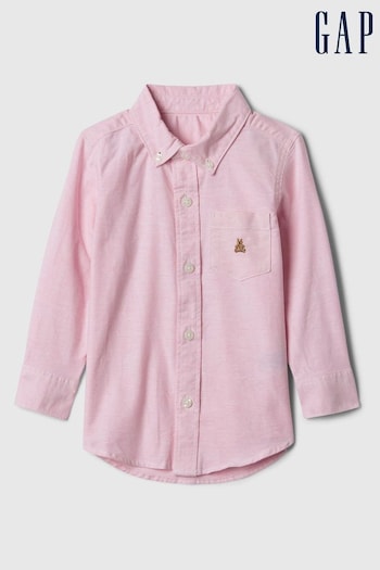 Gap Pink Oxford Brannan Bear Long Sleeve Shirt (138035) | £18
