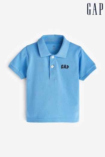 Gap Blue Logo Pique Short Sleeve Neutrals Polo Shirt (Newborn-5yrs) (138084) | £10