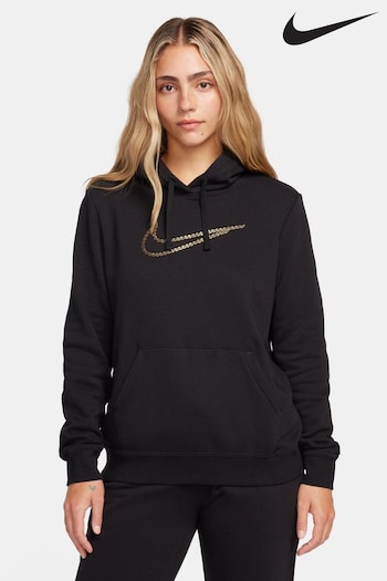 Nike design Black Metallic Swoosh Premium Loose Fit Hoodie (138201) | £65