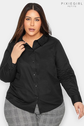 PixieGirl Petite Black Fitted Cotton Shirt (138212) | £25